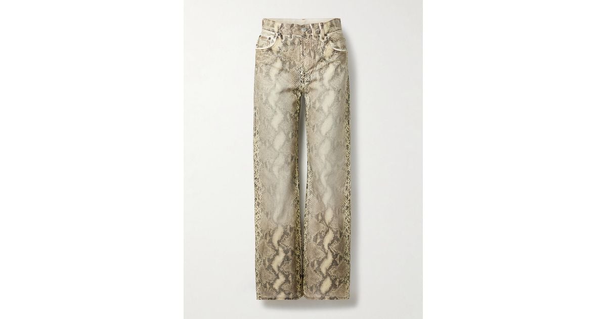 Acne Studios Snake-Print Coated Mid-Rise Jeans in Natural | Lyst