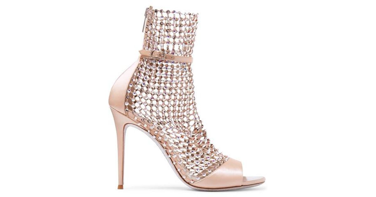 Rene Caovilla Galaxia Mesh Crystal Snake Caged Sandals | Footwear design women, Heels, Caged sandals