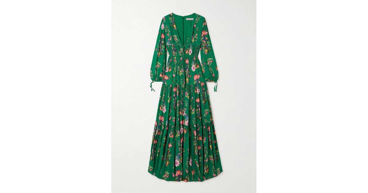 Borgo De Nor Freya Floral-Print Jersey Maxi Dress in Green | Lyst
