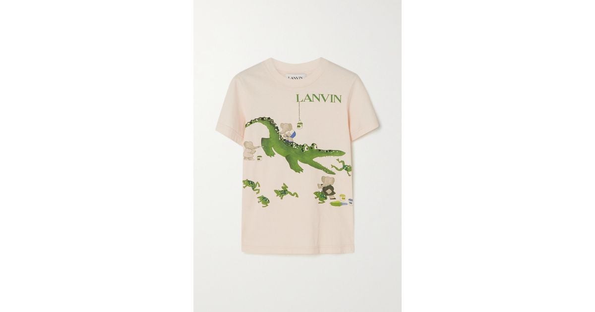Lanvin + Babar Crystal-embellished Printed Cotton-jersey T-shirt | Lyst