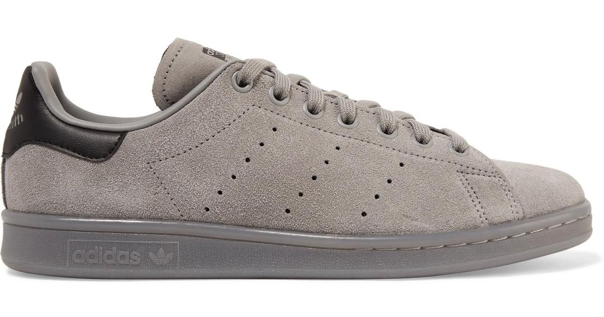 adidas Originals Stan Smith Leather-trimmed Suede Sneakers in Gray - Lyst