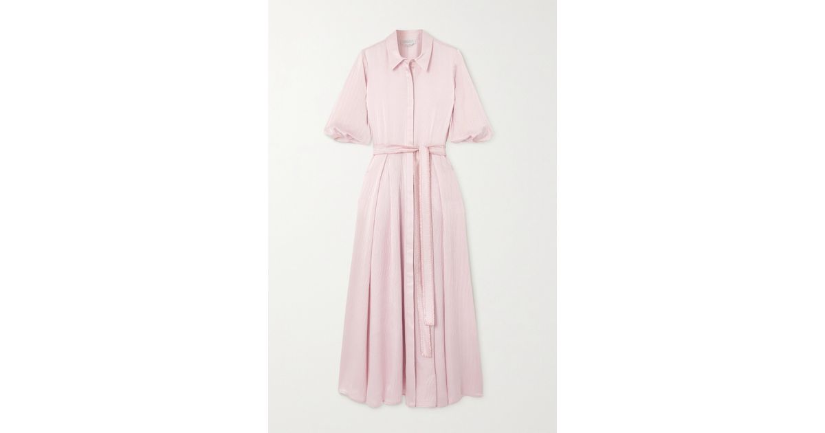 Gabriela Hearst Andy Hammered Silk-satin Midi Shirt Dress in Pink ...