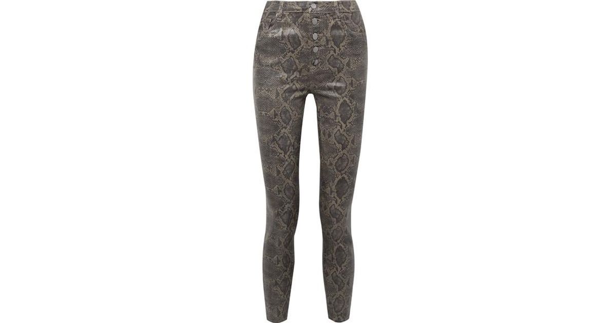 J Brand Denim Coated Snakeskin Skinny Jeans in Brown Lyst Canada