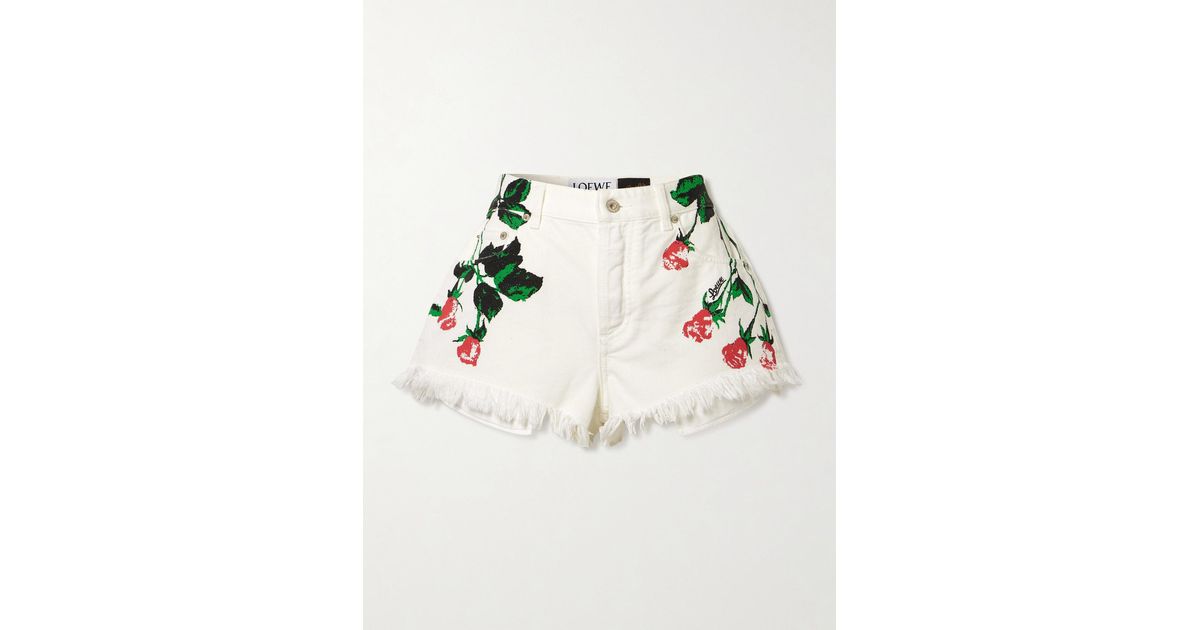 【LOEWE】 Paula's Ibiza floral denim shorts Paula's Ibiza floral denim shorts in white - Loewe | Mytheresa