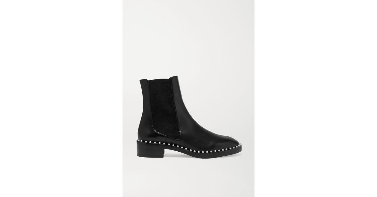 Stuart Weitzman Cline Faux Pearl-embellished Leather Chelsea Boots in Black - Lyst