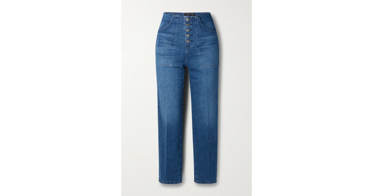 Veronica Beard Denim Crosbie Cropped High-rise Wide-leg Jeans in Blue | Lyst UK