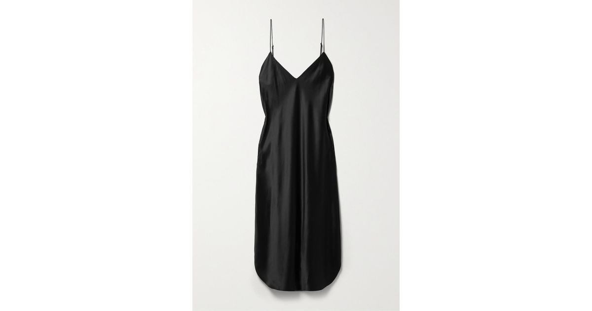 Nili Lotan Cami Silk-satin Midi Dress in Black | Lyst
