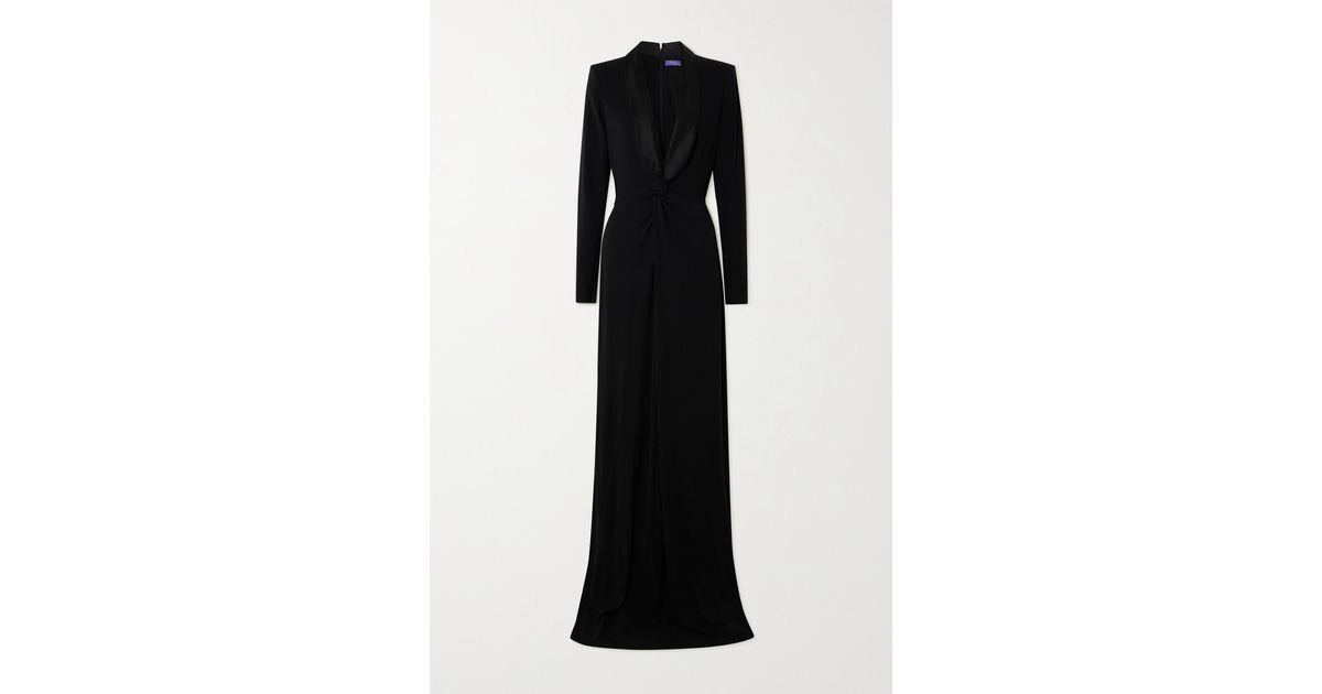 Ralph Lauren Collection Danon Satin-trimmed Stretch-crepe Gown in