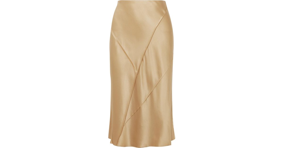 Vince paneled silk-satin midi skirt Clearance