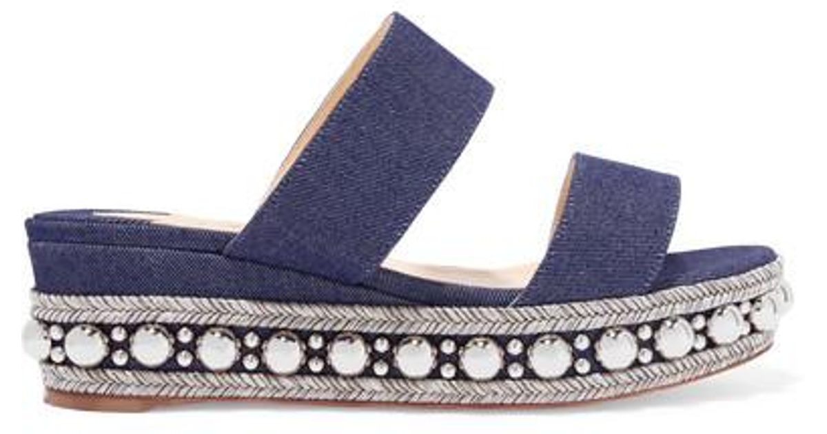 louboutin denim wedge