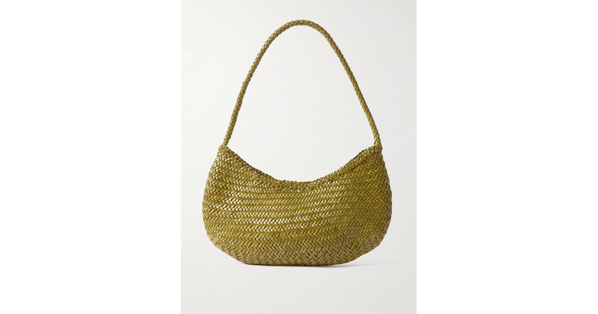 Dragon Diffusion Nova Luna Woven Leather Shoulder Bag in Green | Lyst