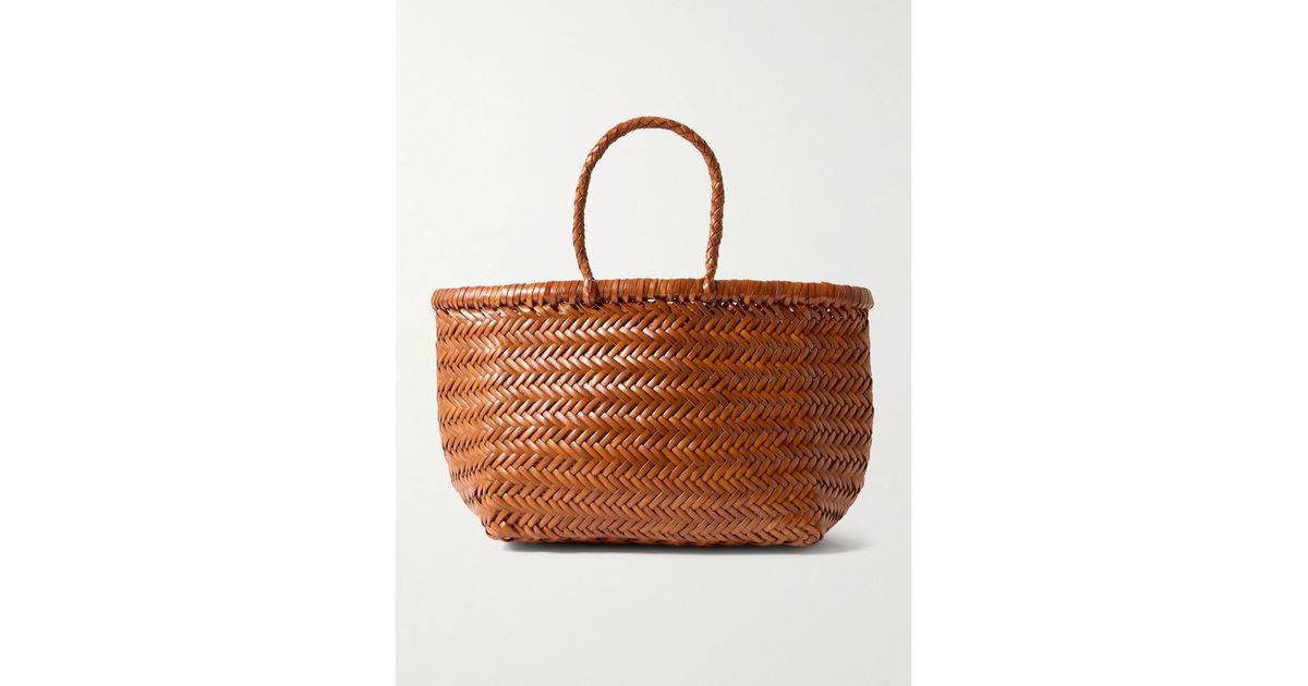 Dragon Diffusion Bamboo Triple Jump Small Woven Leather Tote in Brown ...
