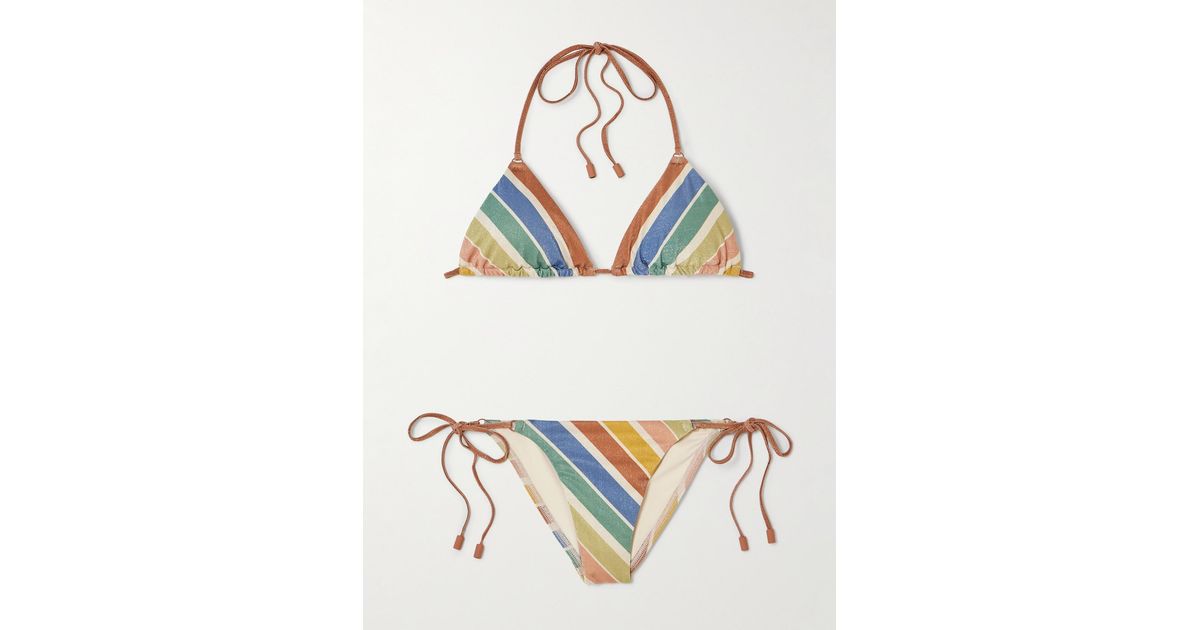 【Zimmermann】Everley llic striped recycled bikini Zimmermann】Everley metallic striped recycled bikini