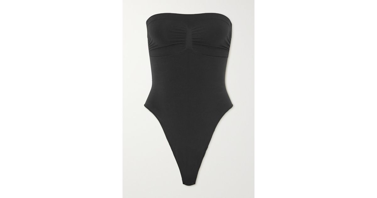 Skims Seamless Sculpt Strapless Thong Bodysuit in Black Lyst