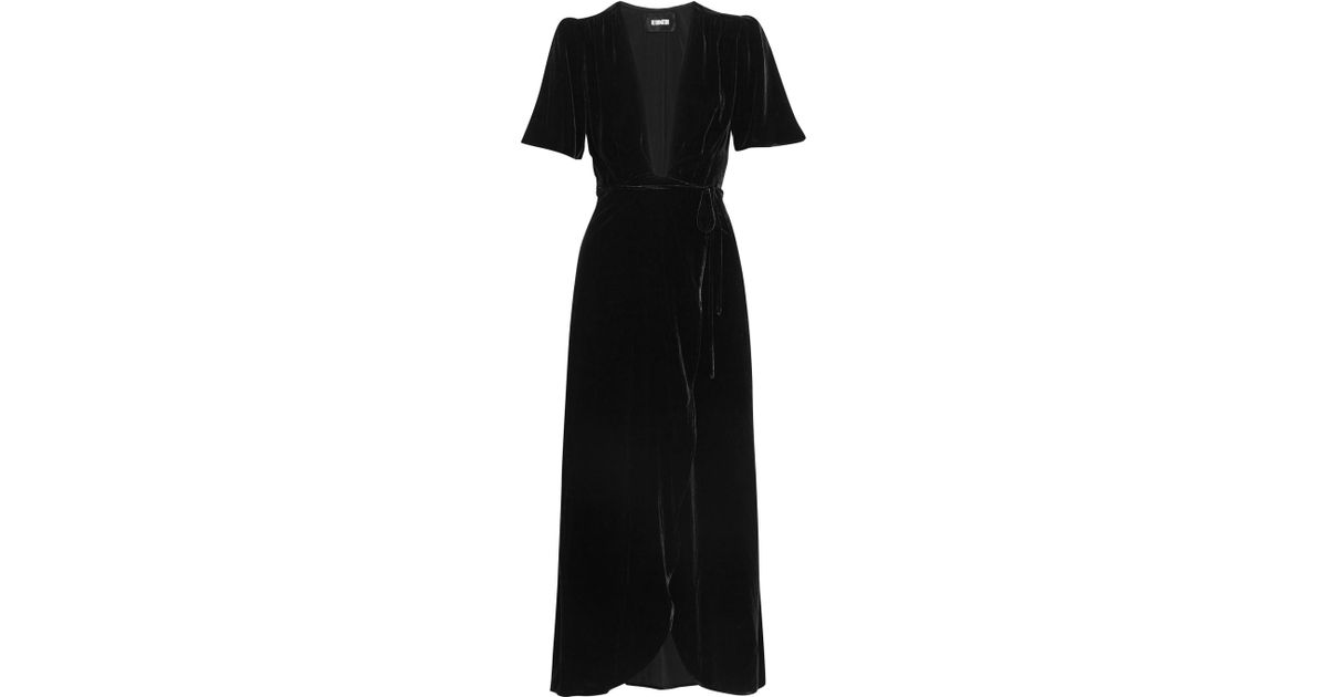 Reformation Velvet Wrap Dress in Black - Lyst