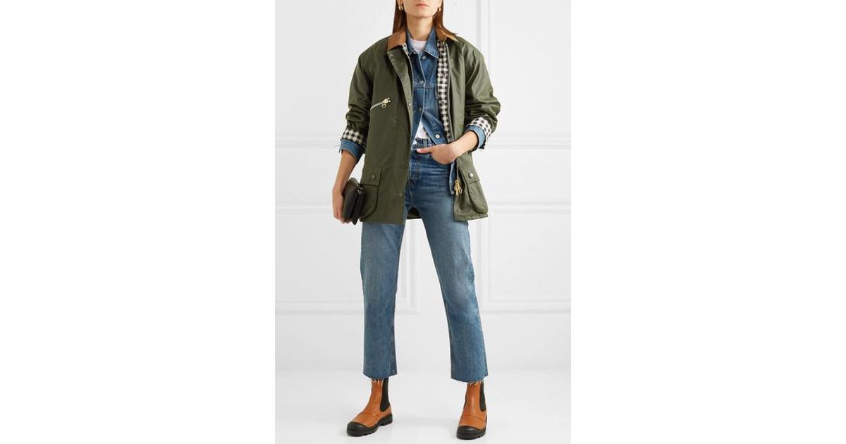 Barbour Alexachung Edith Corduroy-trimmed Waxed-cotton Jacket in Green |  Lyst