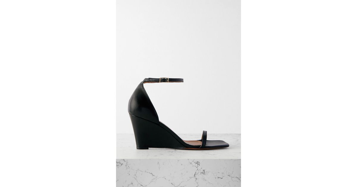 Atp Atelier Morcone Leather Wedge Sandals in Black | Lyst