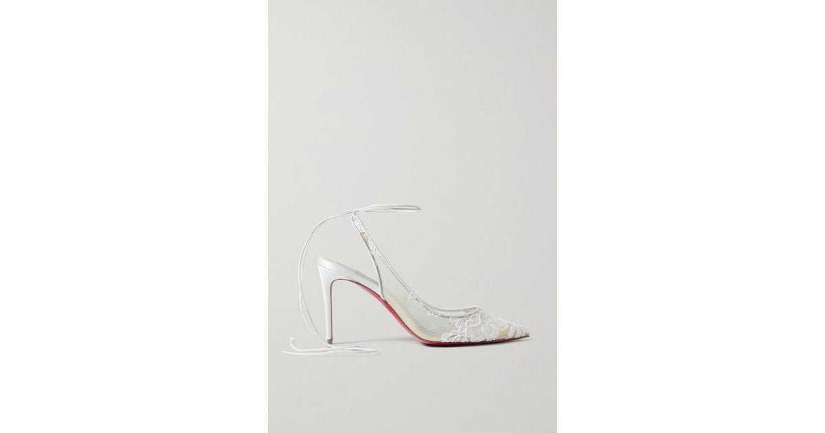 Christian Louboutin Lace Up Kate 85 Satin trimmed Corded Lace