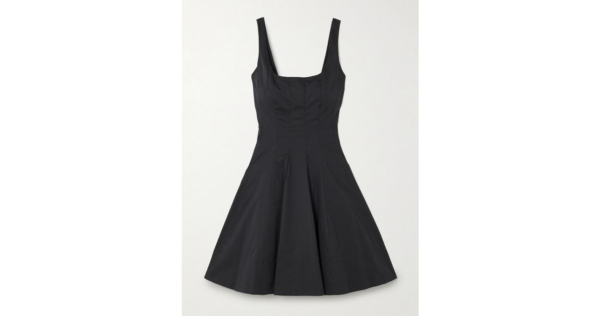 STAUD Wells Pleated Cotton-Blend Poplin Mini Dress in Black | Lyst STAUD Wells Pleated Cotton-Blend Poplin Mini Dress in Black | Lyst
