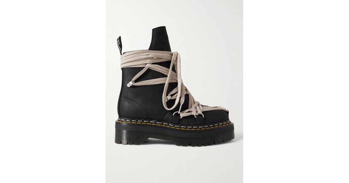 Rick Owens X Dr. Martens 1460 Quad Sole Megalace Ankle Boot in