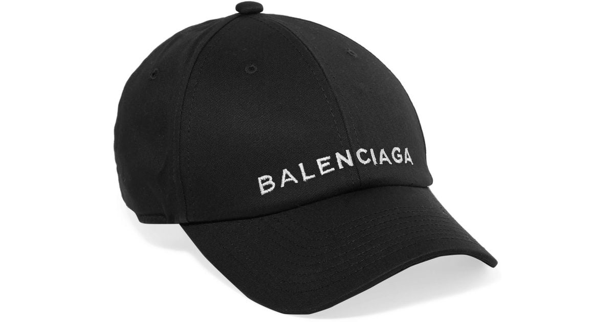 Balenciaga Embroidered Cotton Baseball Cap in Black - Lyst