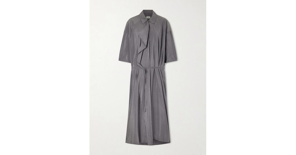 grey satin shirt dress Modest Formal Satin Dress G531 Grey