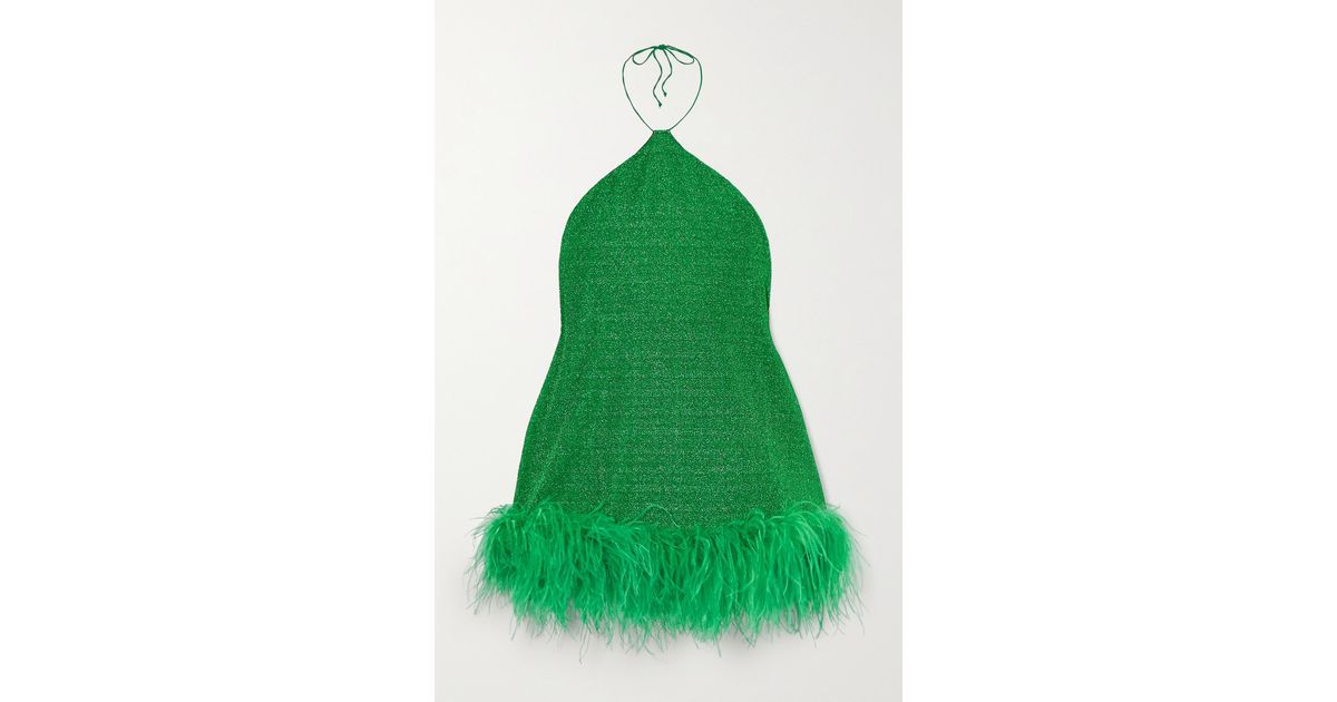 green emerald velvet dress Oséree - Lumière Plumage Mini Dress main image 1