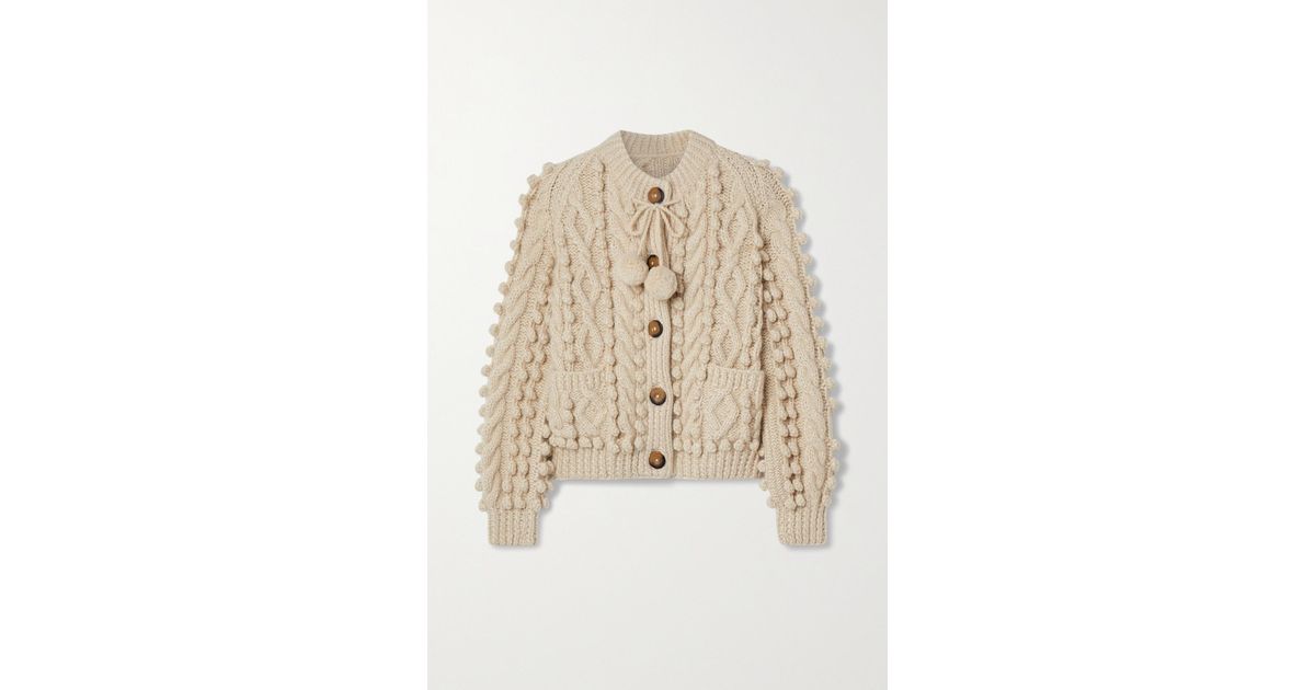 alpaca blend cable knit cardigan