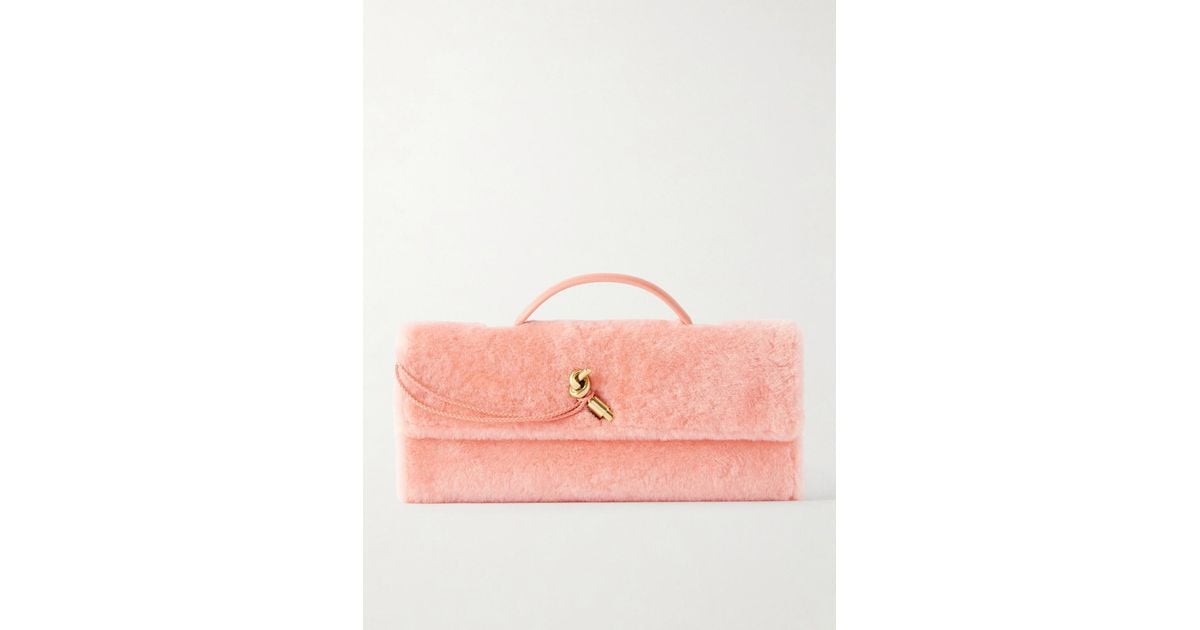 Tactile Rectangle Backpack Bottega Veneta Andiamo Intrecciato Leather-Trimmed Shearling Clutch in ...