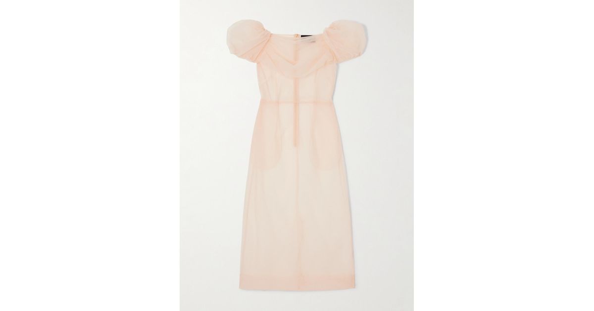 Simone Rocha Gathered Layered Tulle Midi Dress in Natural | Lyst