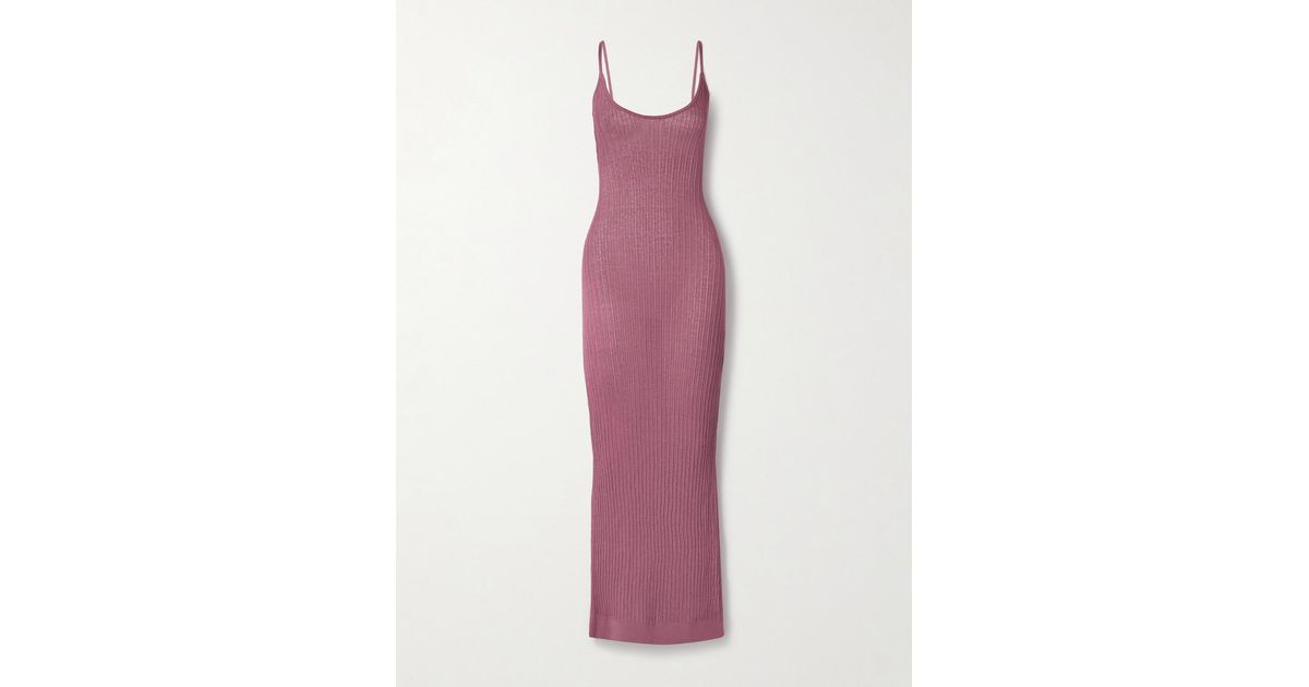 Skims Sheer Knit Long Cami Dress in Pink | Lyst Skims Sheer Knit Long Cami Dress in Pink | Lyst