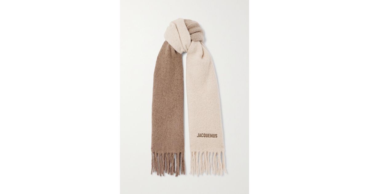 Jacquemus Moisson Fringed Embroidered Two-tone Alpaca-blend Scarf in  Natural | Lyst