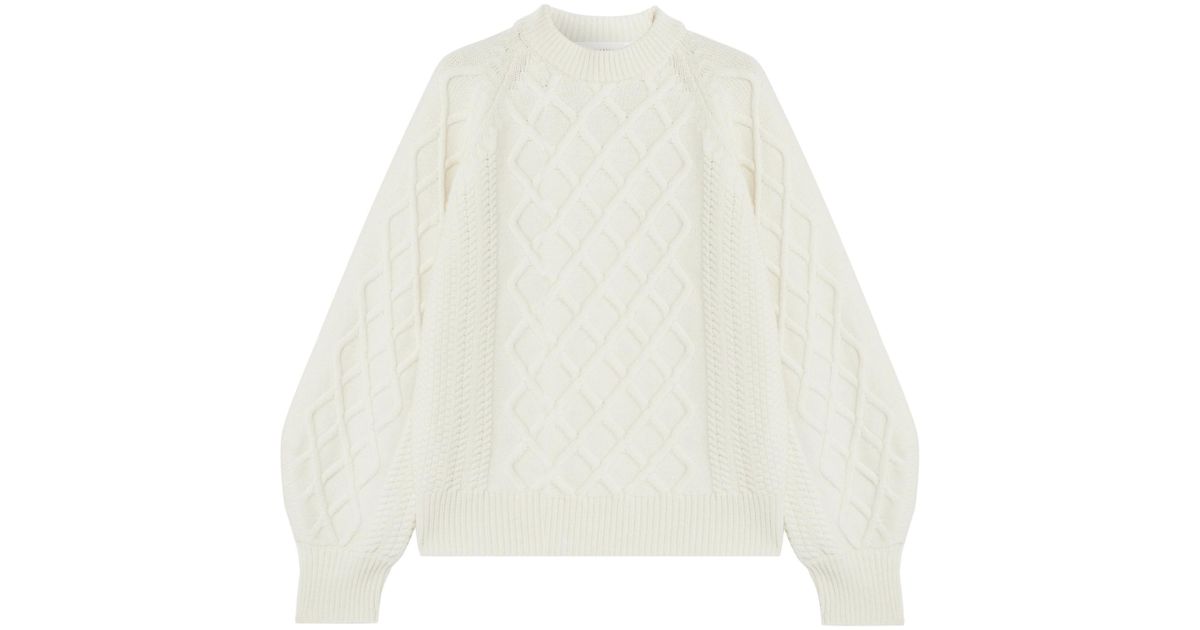 oversized white cable knit sweater