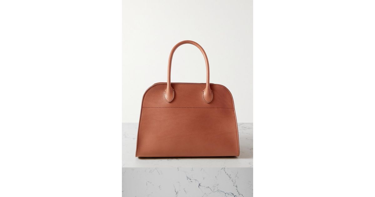 The Row Margaux 10 Buckled Leather Tote in Brown Lyst