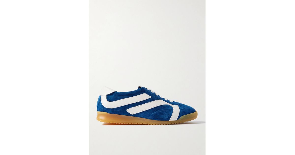 Proenza Schouler Track Leather-Trimmed Suede Sneakers in Blue