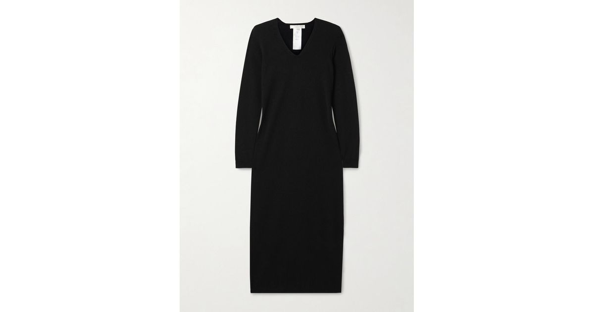 THE ROW lgam cashmere V-neck long knit one piece 8421-Y556 black S
