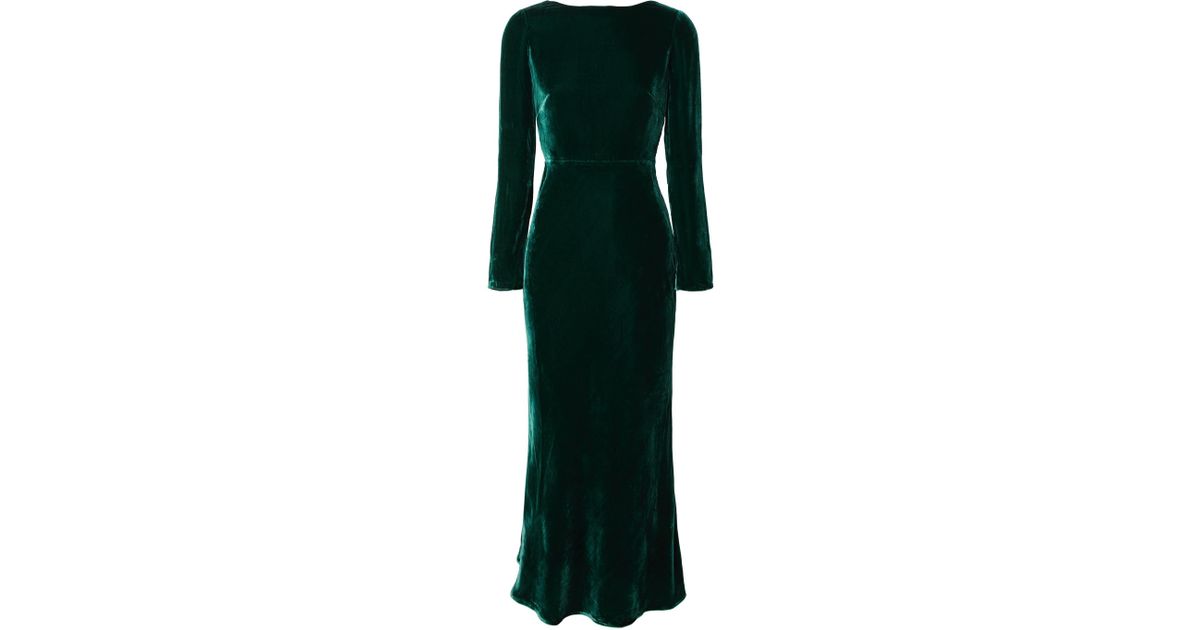 saloni green velvet dress