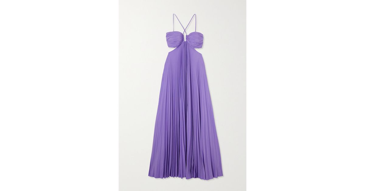 A.L.C. Moira Cutout Plissé Duchesse-satin Maxi Dress in Purple | Lyst UK