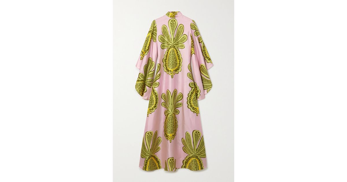 La DoubleJ Magnifico Printed Silk-twill Maxi Dress in Pink | Lyst