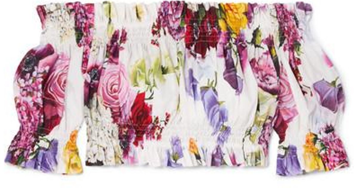 Dolce & Gabbana Cropped Off-the-shoulder Floral-print Shirred 
