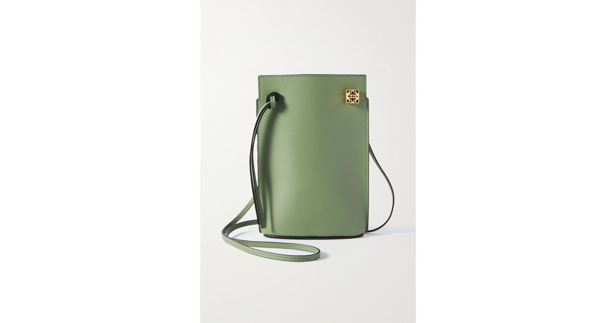 Loewe - Authenticated Gate Pocket Handbag - Leather Green Plain for Women, Good Condition