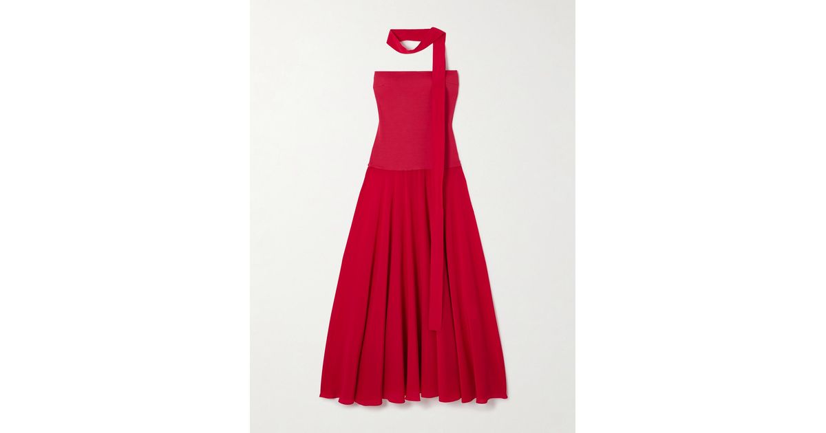 Esse Studios Illi Strapless Crepe And Silk-Satin Maxi Dress And Tie in Red | Lyst Esse Studios Illi Strapless Crepe And Silk-Satin Maxi Dress And Tie in Red | Lyst