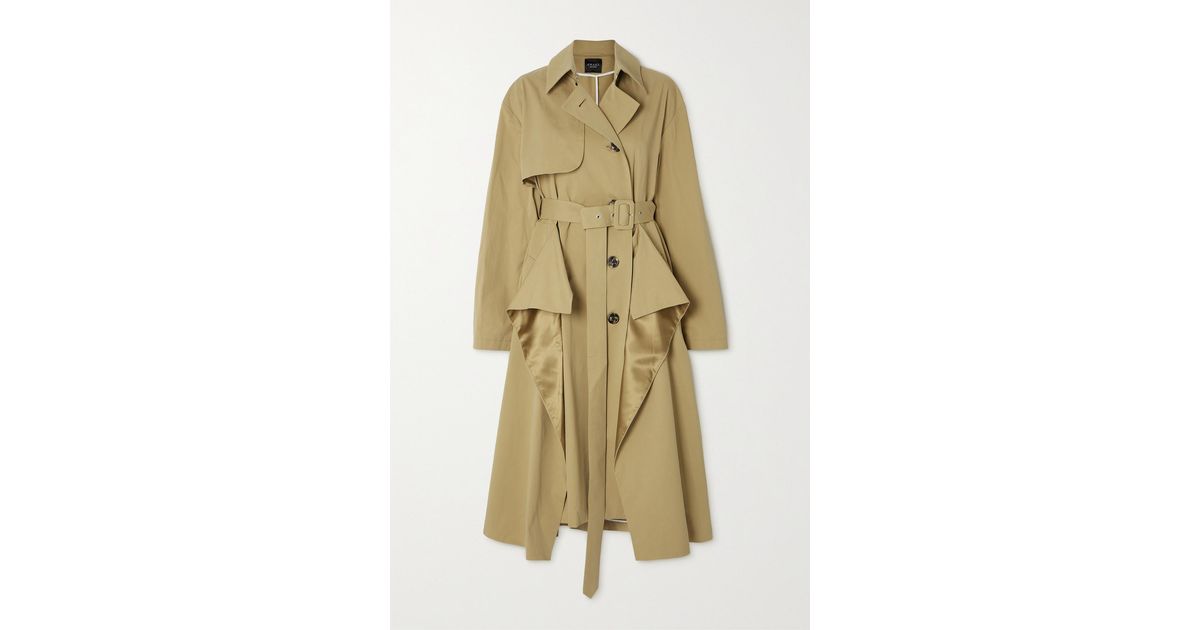 A.W.A.K.E. MODE Draped Cotton-twill Trench Coat in Natural - Lyst