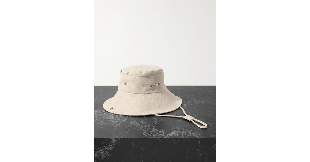 【JACQUEMUS】De-Nimes Bucket Hat ホワイト De-Nîmes linen and cotton denim bucket hat in white