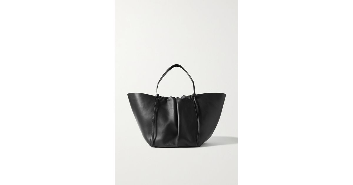 Dries Van Noten Gathered Leather Tote in Black | Lyst