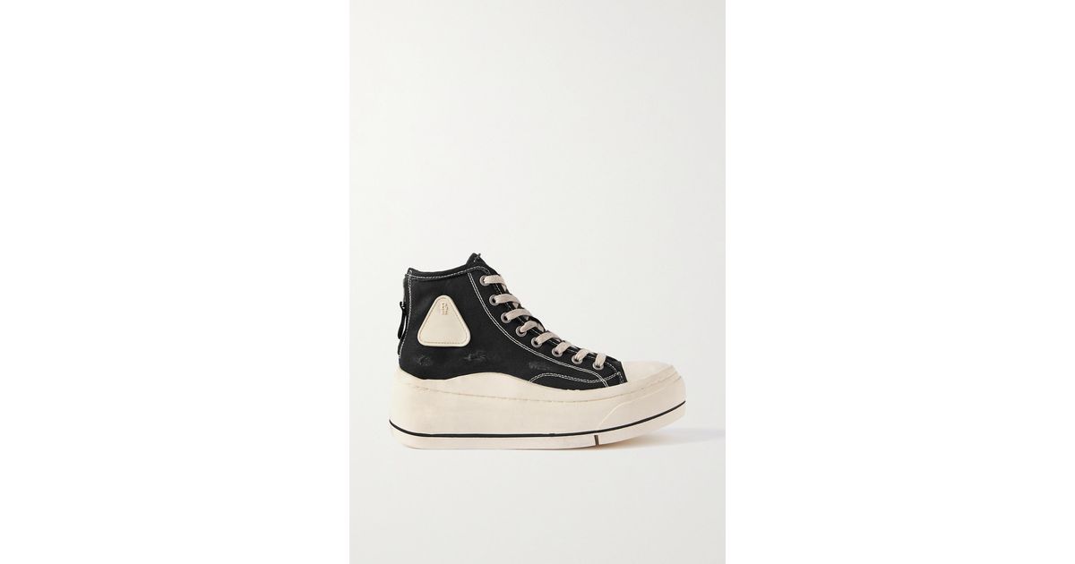 R13 Distressed Canvas Hightop Platform Sneakers in Black Lyst Canada