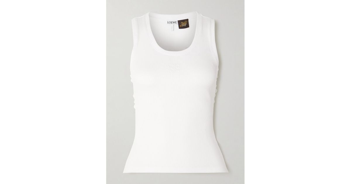 Loewe Paula's Ibiza Cutout Corded Lace-Trimmed Ribbed Stretch Cotton ...