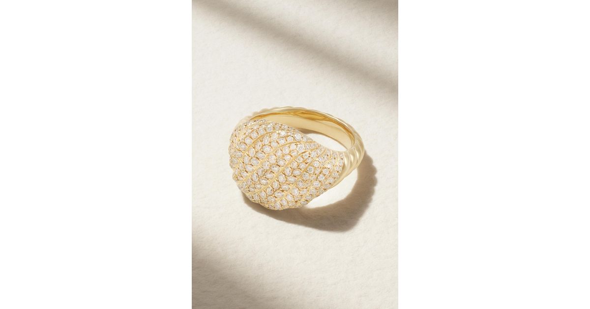 David Yurman Sculpted Cable Ring Für Den Kleinen Finger Aus 18 Karat Gold Mit Diamanten in Natur