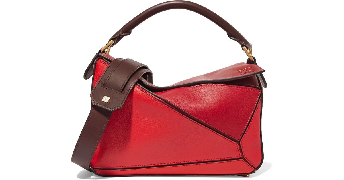 Loewe puzzle mini color-block textured-leather shoulder bag