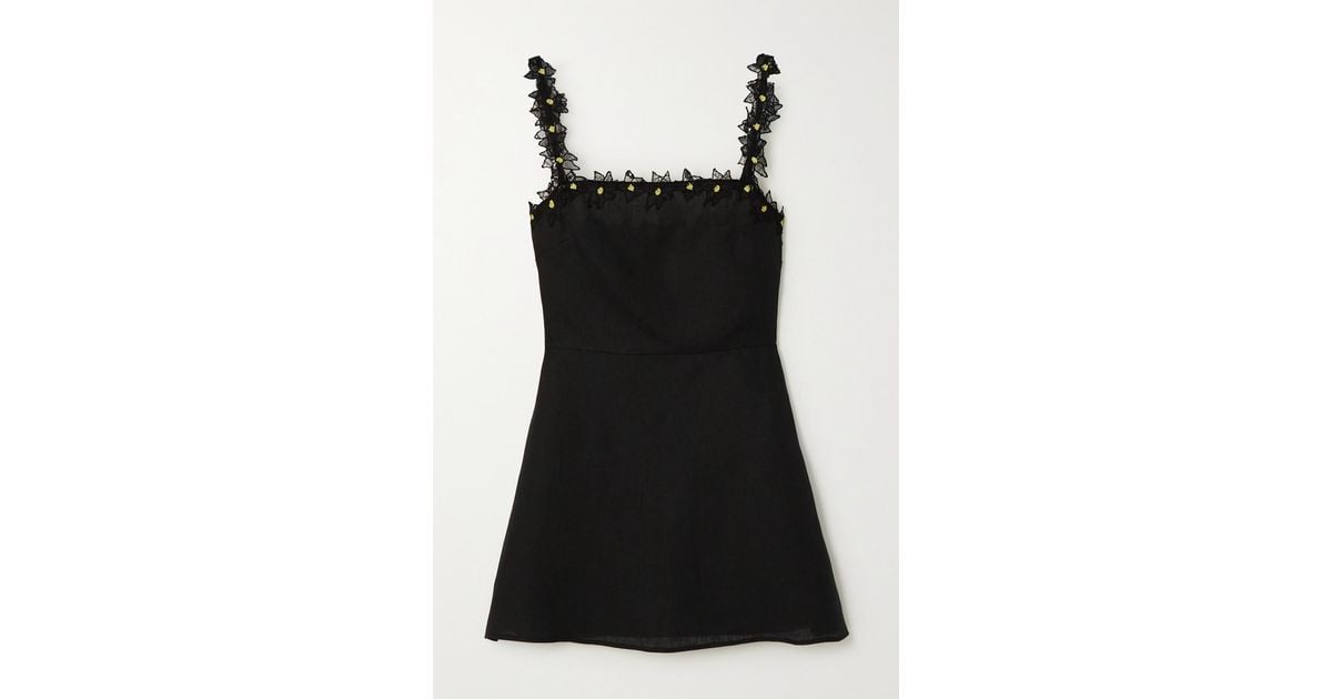 Christopher Kane Specimen Lace-appliquéd Linen Mini Dress in Black | Lyst